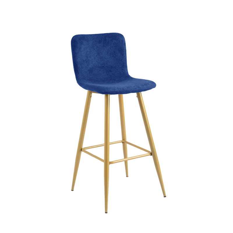Afuera Living Blue Upholstered Bar Stool Set of 2 with Backrest & Footrest