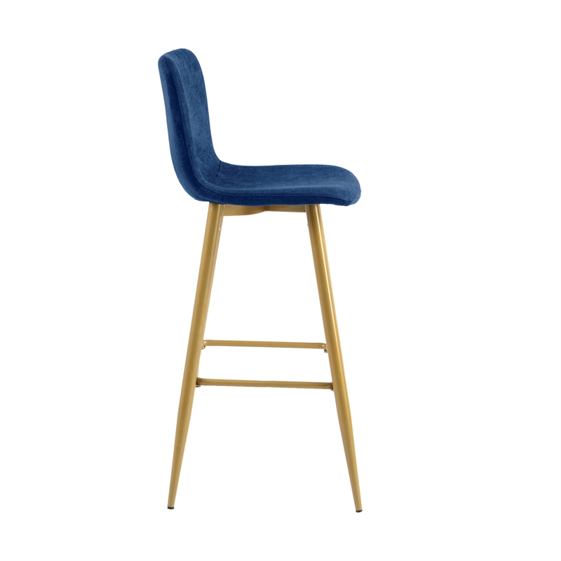 Afuera Living Blue Upholstered Bar Stool Set of 2 with Backrest & Footrest