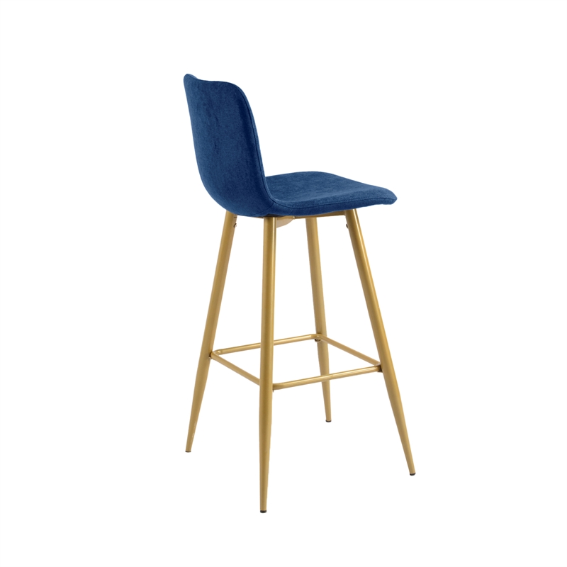 Afuera Living Blue Upholstered Bar Stool Set of 2 with Backrest & Footrest