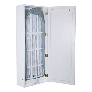 Afuera Living Wall-Mounted Wood Ironing Board with 4 Cabinets & Mirror