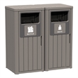 Afuera Living Gray Resin Double-Compartment Trash Cans with Weighted Base