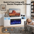 Afuera Living 70-Inch White TV Stand with 36-Inch Marble Finish Fireplace & LED