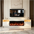 Afuera Living 70-Inch White TV Stand with 36-Inch Marble Finish Fireplace & LED