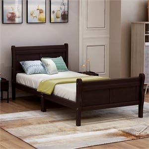 Afuera Living Twin Solid Wood Sleigh Platform Bed with Headboard & Footboard