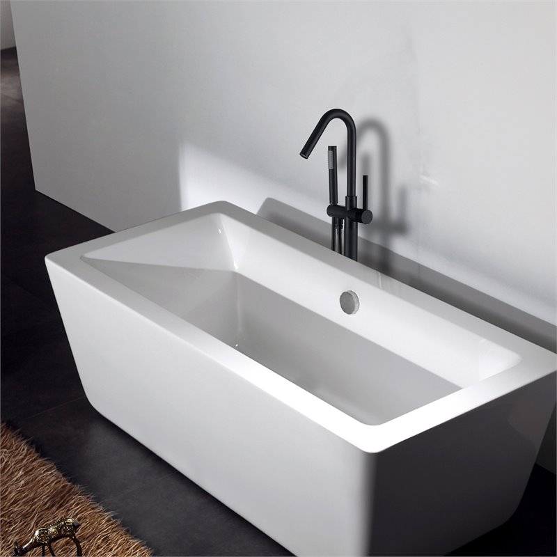 Afuera Living Freestanding Black Brass Bathtub Faucet with Hand Shower