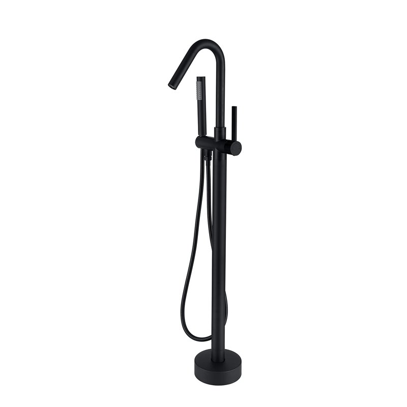 Afuera Living Freestanding Black Brass Bathtub Faucet with Hand Shower