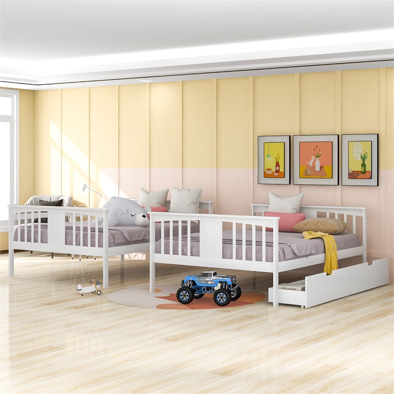 Afuera Living White Full Over Full Bunk Bed with Drawers 79.6Lx56.5W Inches