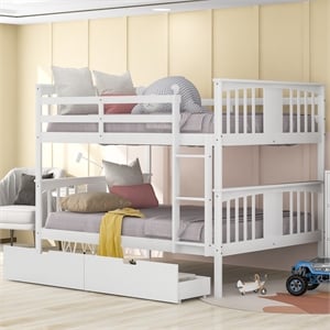 Afuera Living White Full Over Full Bunk Bed with Drawers 79.6Lx56.5W Inches