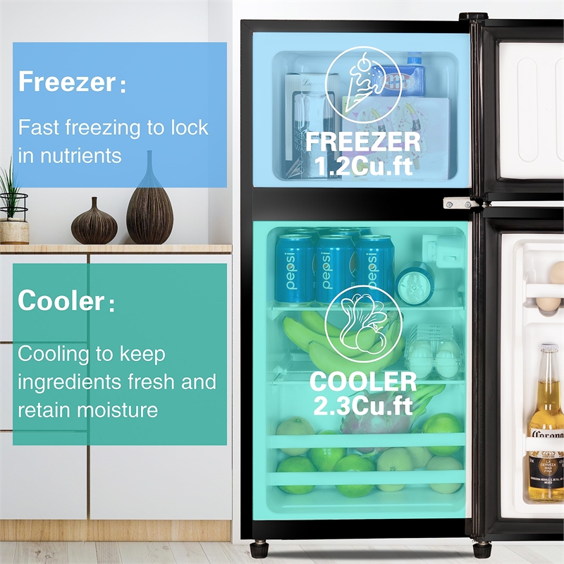 Afuera Living 3.5 Cu Ft Compact Steel Mini Refrigerator with 2 Glass Shelves