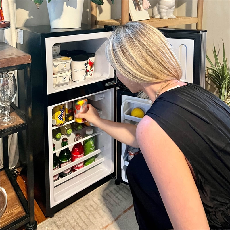 Afuera Living 3.5 Cu Ft Compact Steel Mini Refrigerator with 2 Glass Shelves