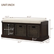 Afuera Living Storage Bench with 3 Rattan Baskets 400 lbs 41.3Lx15.7W Inches