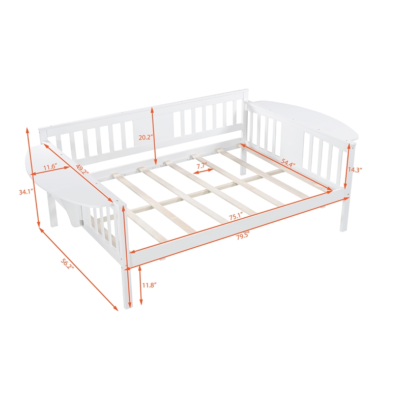 Afuera Living Full-Size White Pine Wood Daybed with 11.8