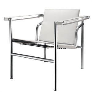 Afuera Living White Stainless Steel Double-Layer Saddle Leather Accent Chair
