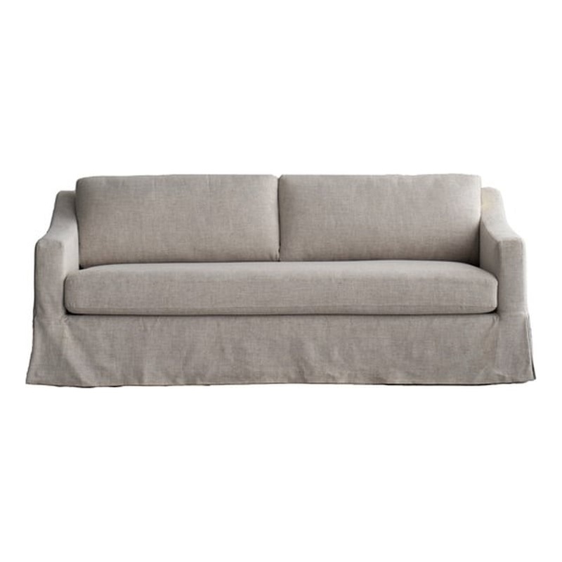 Afuera Living White Fabric Upholstered Sofa with Skirted Base & Rolled Arms
