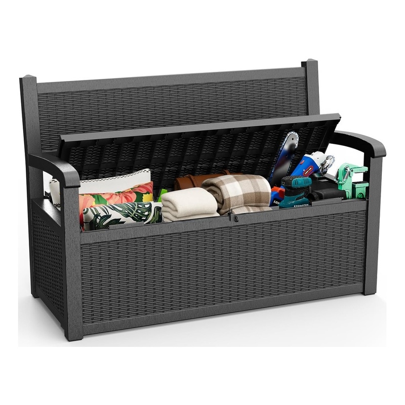 Afuera Living Resin Flip-Top Storage Seat 50.39Lx30.12Wx6.5H Inches