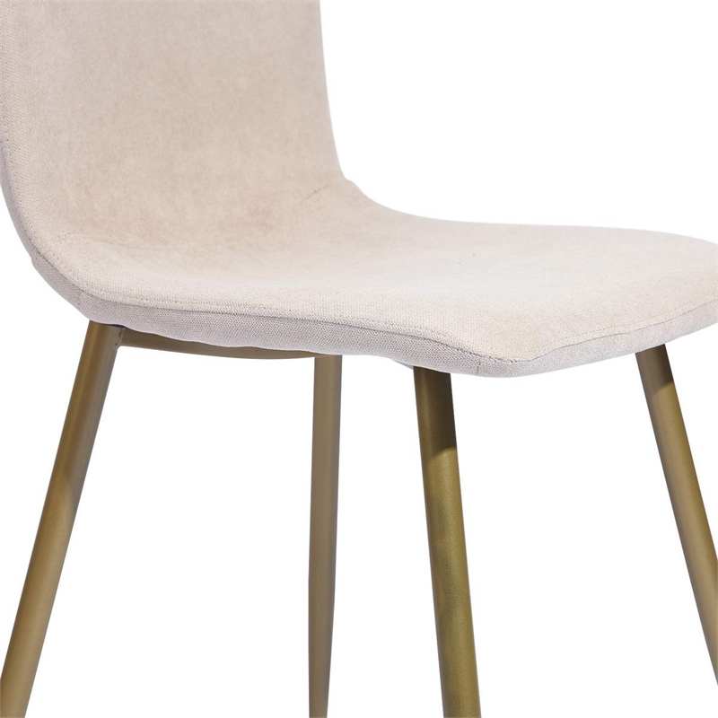 Afuera Living Beige Mid-Century Fabric Upholstered Dining Chairs Set of 4