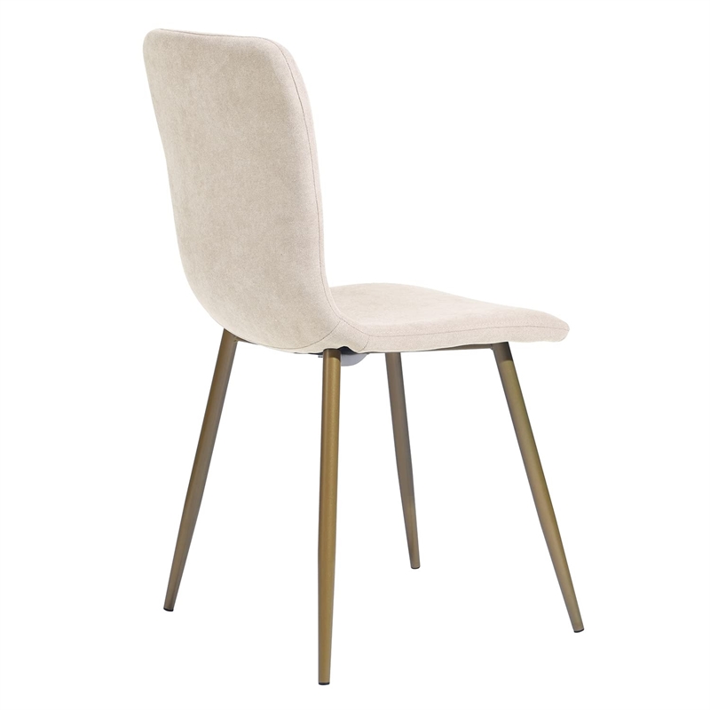 Afuera Living Beige Mid-Century Fabric Upholstered Dining Chairs Set of 4