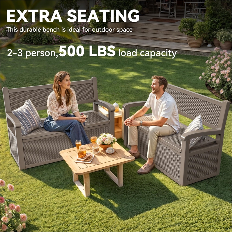 Afuera Living Resin Outdoor Flip-Top Storage Seat 50.39Lx30.12W Inches
