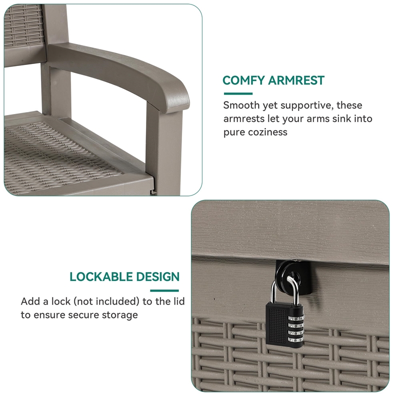 Afuera Living Resin Outdoor Flip-Top Storage Seat 50.39Lx30.12W Inches