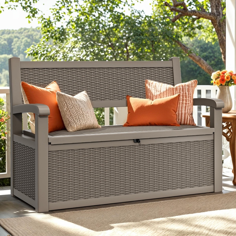 Afuera Living Resin Outdoor Flip-Top Storage Seat 50.39Lx30.12W Inches