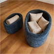 Afuera Living 2-Piece Blue Chenille Storage Ottoman Set with Nesting Design