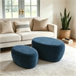 Afuera Living 2-Piece Blue Chenille Storage Ottoman Set with Nesting Design