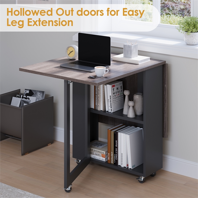 Afuera Living Gray Folding Dining Table 200 lbs with 6 Wheels 48.1-Inch
