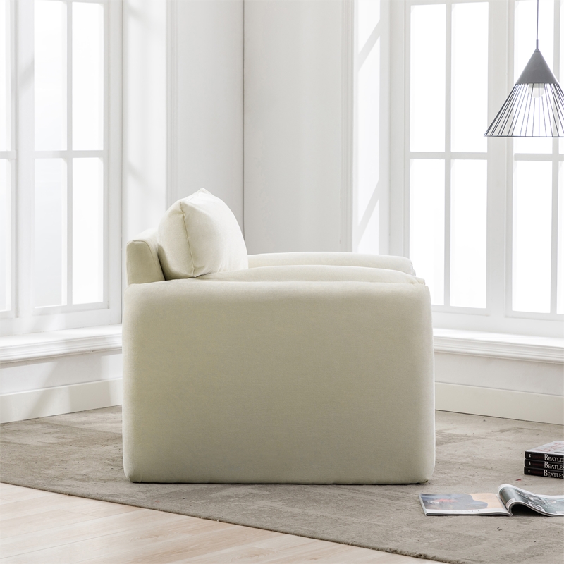 Afuera Living Cream Chenille Oversized Armchair with Solid Wood Frame 330 lbs