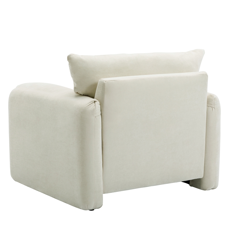 Afuera Living Cream Chenille Oversized Armchair with Solid Wood Frame 330 lbs