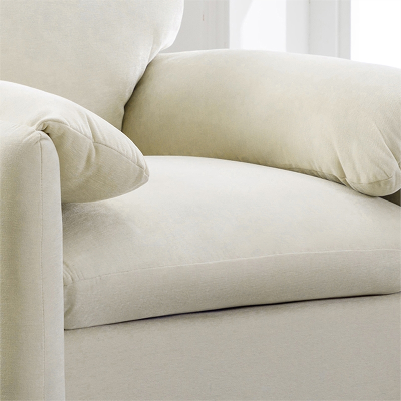 Afuera Living Cream Chenille Oversized Armchair with Solid Wood Frame 330 lbs