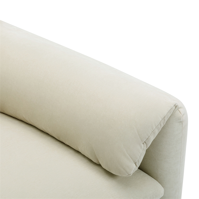 Afuera Living Cream Chenille Oversized Armchair with Solid Wood Frame 330 lbs