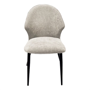 Afuera Living White Fabric Dining Chair with Wood Frame & High-Resilience Foam