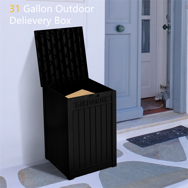 Afuera Living Black PP Outdoor Waterproof Lockable Package Delivery Box