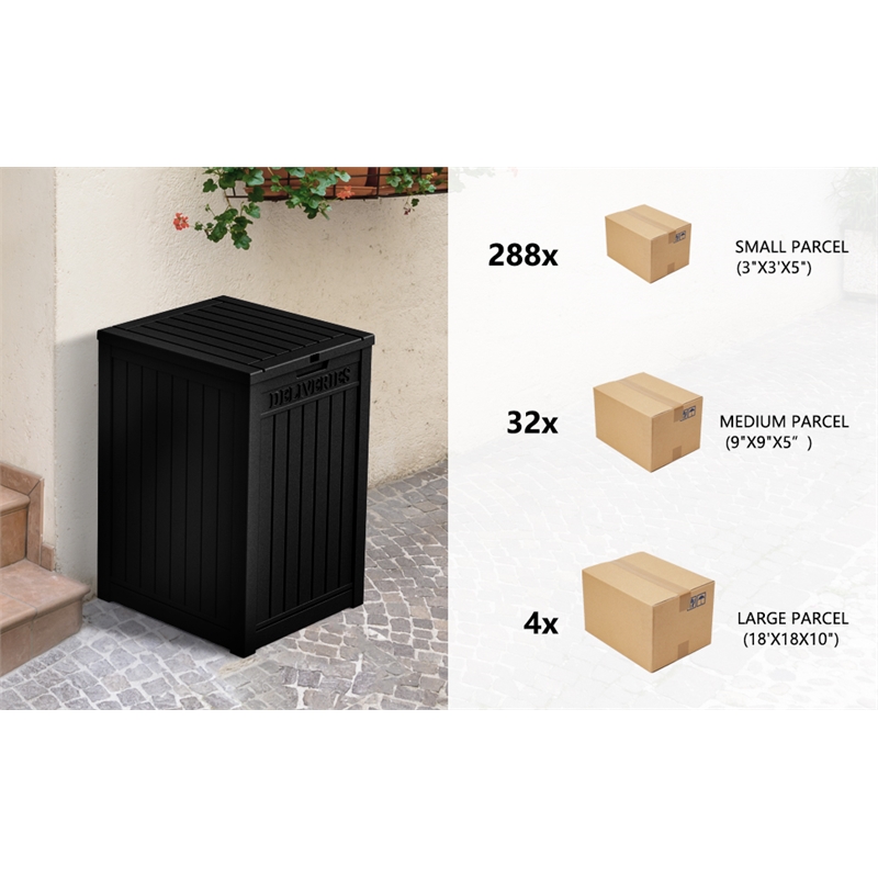 Afuera Living Black PP Outdoor Waterproof Lockable Package Delivery Box