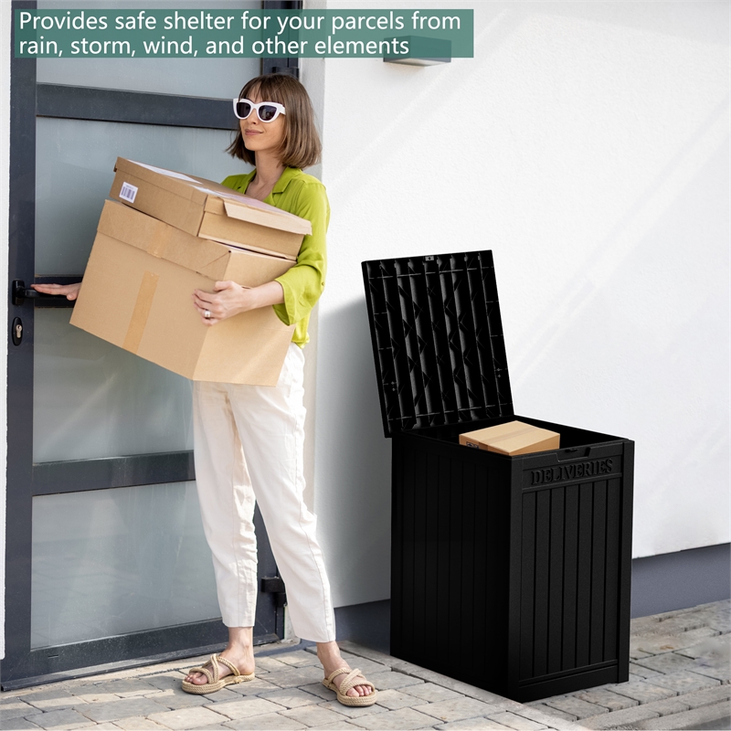 Afuera Living Black PP Outdoor Waterproof Lockable Package Delivery Box