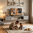 Afuera Living 80-Inch Gray Wall Mount Floating TV Stand 2 Cabinets & Open Shelf