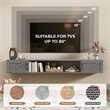 Afuera Living 80-Inch Gray Wall Mount Floating TV Stand 2 Cabinets & Open Shelf