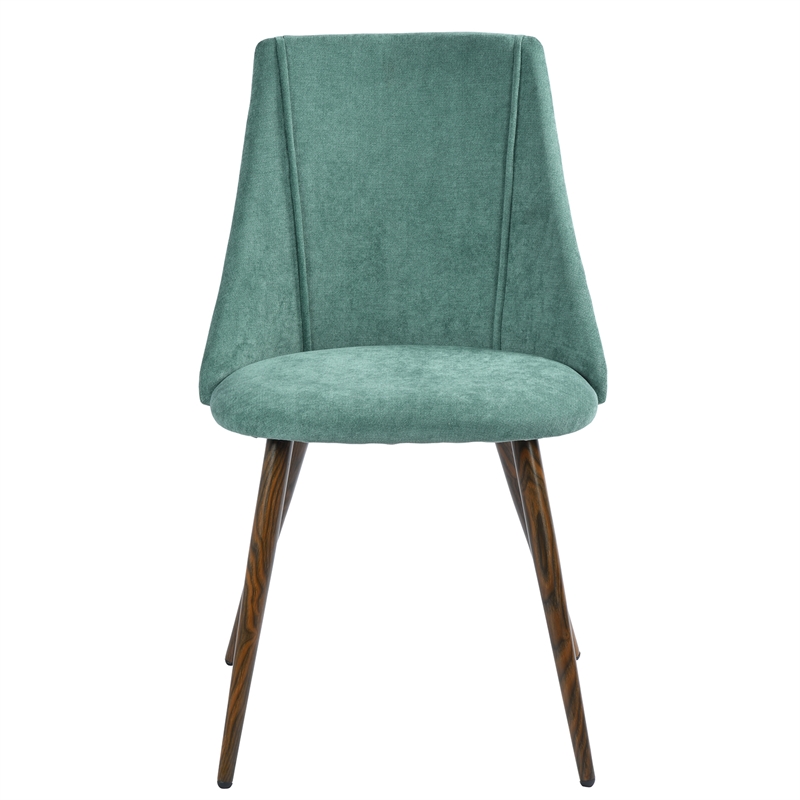 Afuera Living Green Flannel Upholstered Dining Chairs Set of 2 with Metal Legs