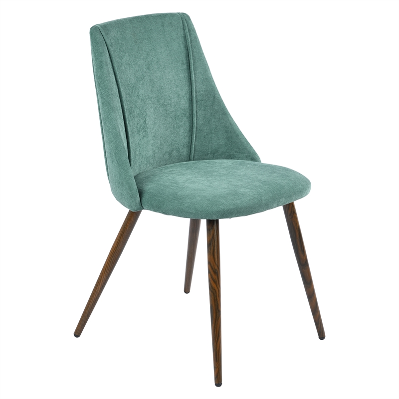 Afuera Living Green Flannel Upholstered Dining Chairs Set of 2 with Metal Legs
