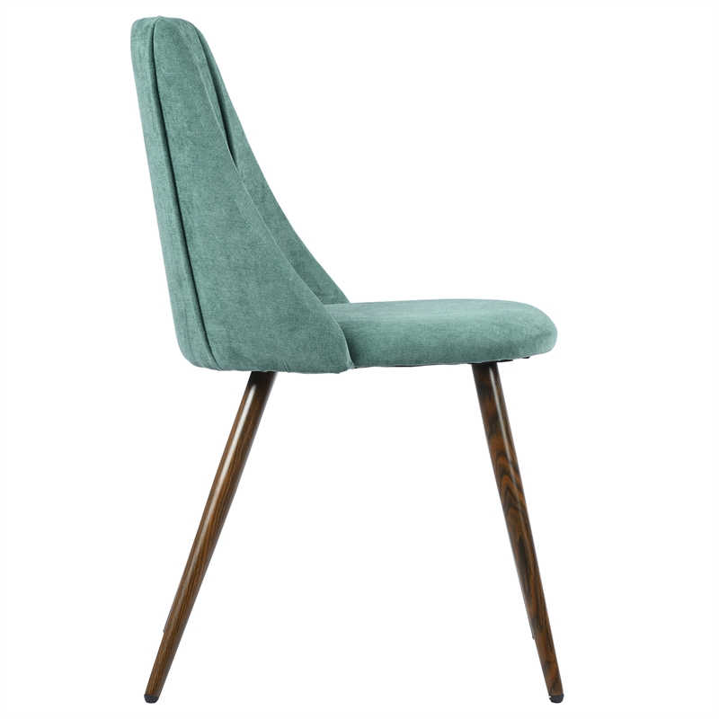 Afuera Living Green Flannel Upholstered Dining Chairs Set of 2 with Metal Legs