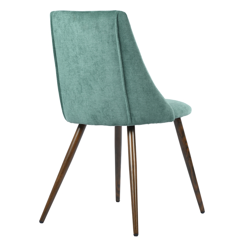 Afuera Living Green Flannel Upholstered Dining Chairs Set of 2 with Metal Legs