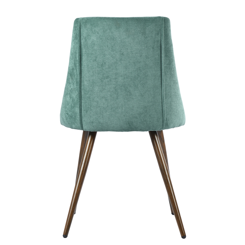 Afuera Living Green Flannel Upholstered Dining Chairs Set of 2 with Metal Legs