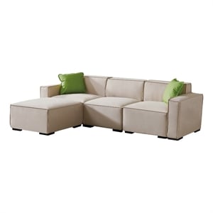 Afuera Living 102&quotW Beige Modular L-Shaped Sofa with Convertible Ottoman
