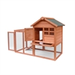 Afuera Living Light Brown Fir Wood Rabbit Hutch with Running Area & Tray