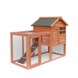 Afuera Living Light Brown Fir Wood Rabbit Hutch with Running Area & Tray