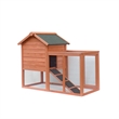 Afuera Living Light Brown Fir Wood Rabbit Hutch with Running Area & Tray