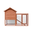 Afuera Living Light Brown Fir Wood Rabbit Hutch with Running Area & Tray
