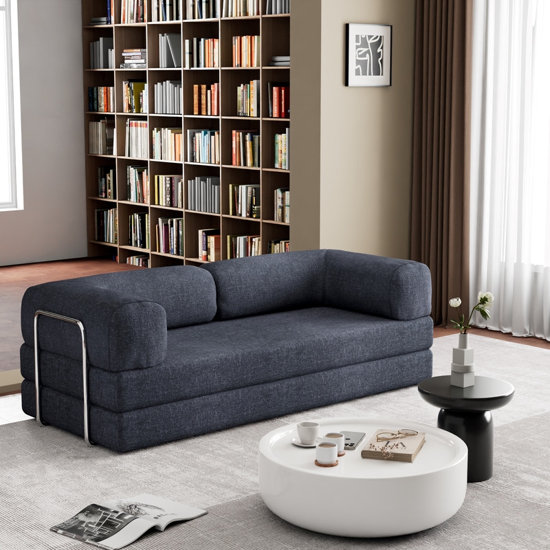 Afuera Living Blue Chenille Velvet Compressed Modular Sofa - Assembled