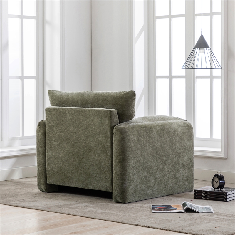 Afuera Living Matcha Green Chenille Oversized Armchair with 330 lbs Capacity