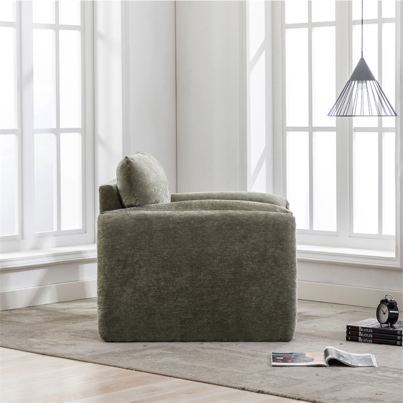 Afuera Living Matcha Green Chenille Oversized Armchair with 330 lbs Capacity